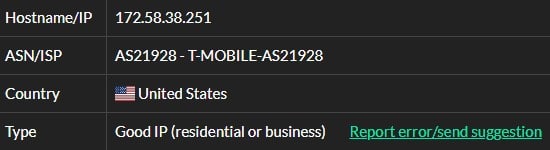 使用代理-cheap 对 IP 7 进行 ISP 测试