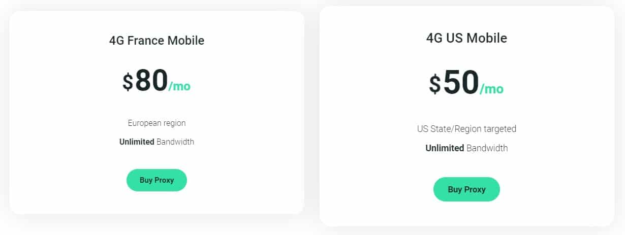 Mobile Proxies Pricing Plans