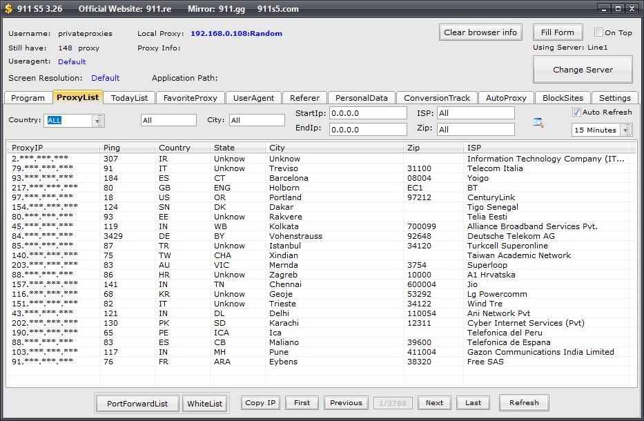 911 S5 Proxy list