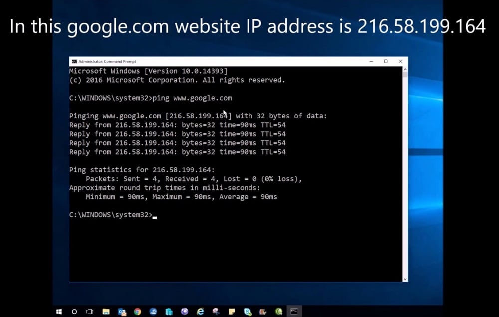 Website IP Address with command prompt