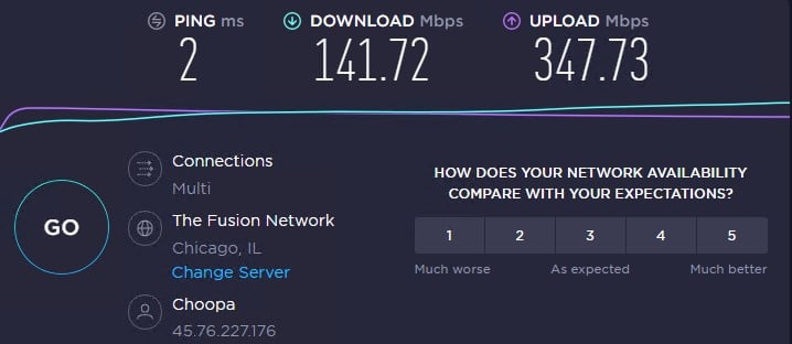 Speed test without proxy with Thesocialproxy