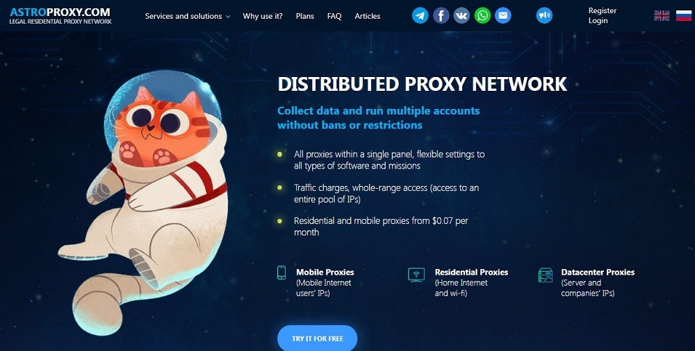 Astro Proxy Homepage Overview