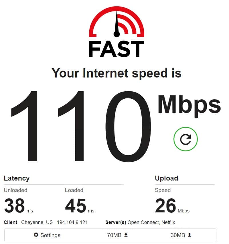 ip 1 Speed test