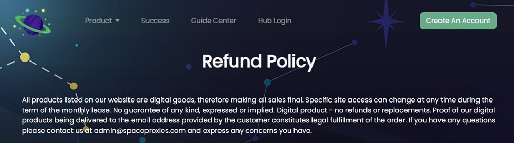Space Proxies Refund Policy