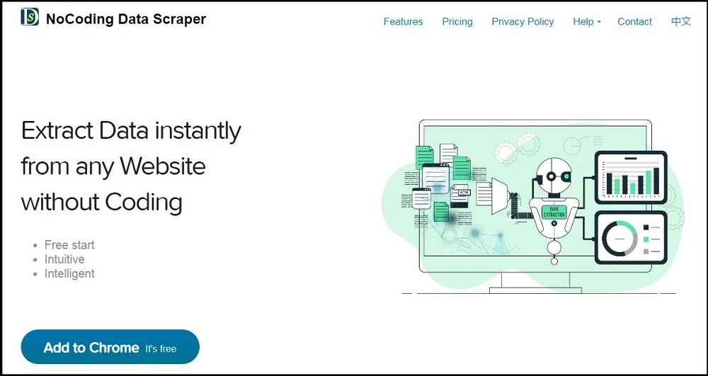 NoCoding Data Scraper Homepage