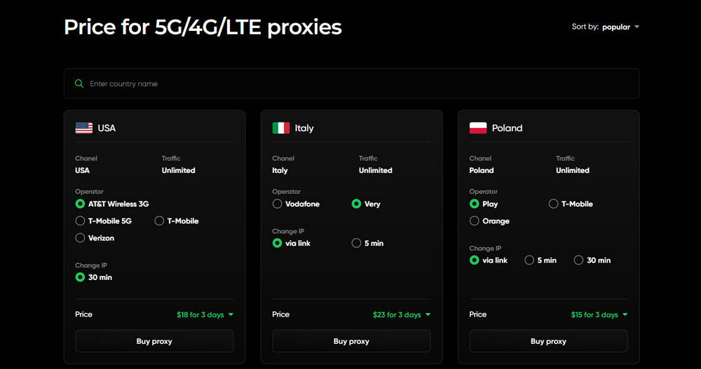 Proxy-IPv4 Mobile Proxy Price