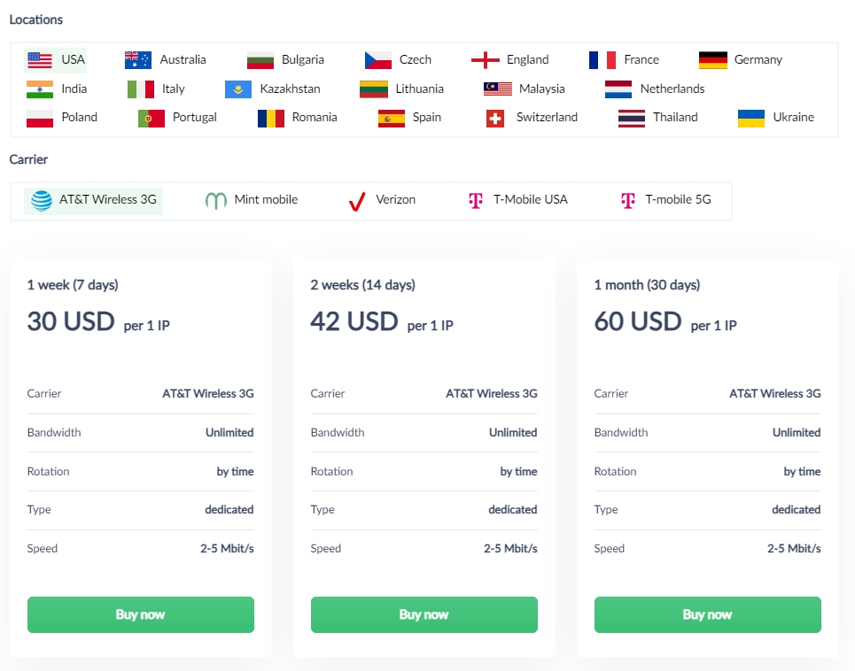 Proxy-Seller Mobile Proxies Price 