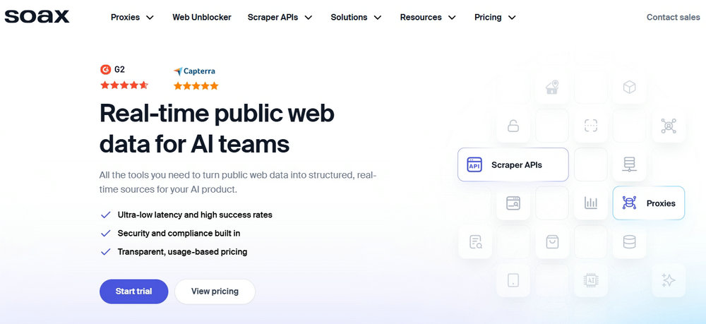 SOAX Proxies Homepage