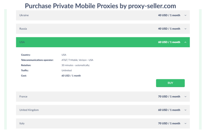 proxy-seller mobile proxies plans