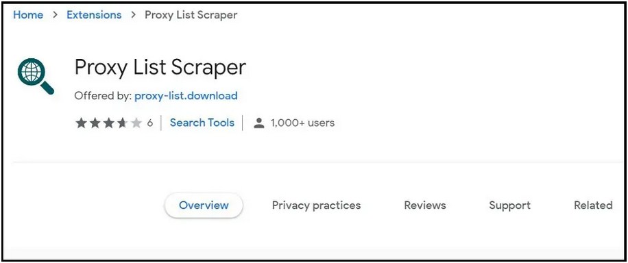 Proxy List Scraper homepage