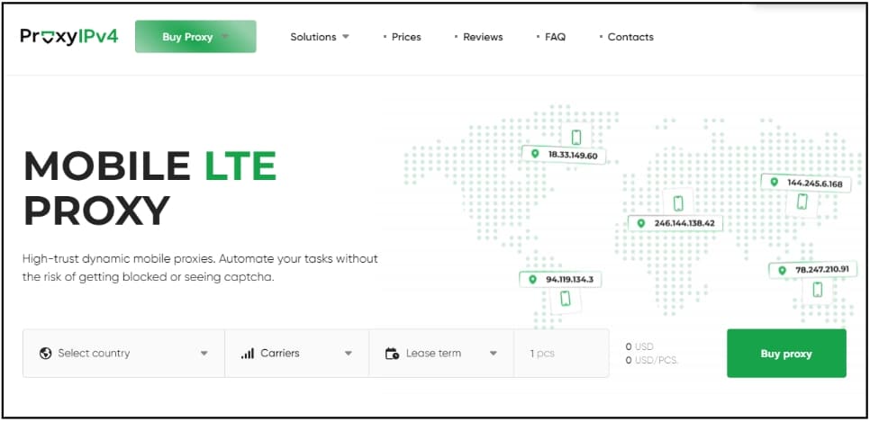 Proxy-IPv4 mobile proxy page
