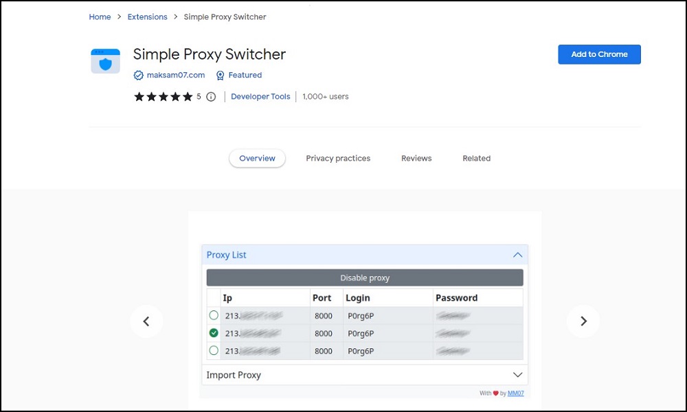 Simple proxy Switcher Overview