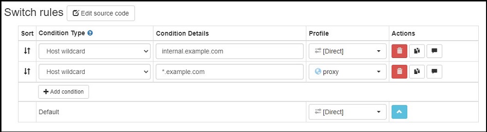 set up rules on SwitchyOmega