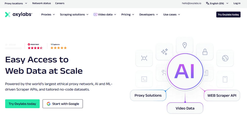 Oxylabs Homepage