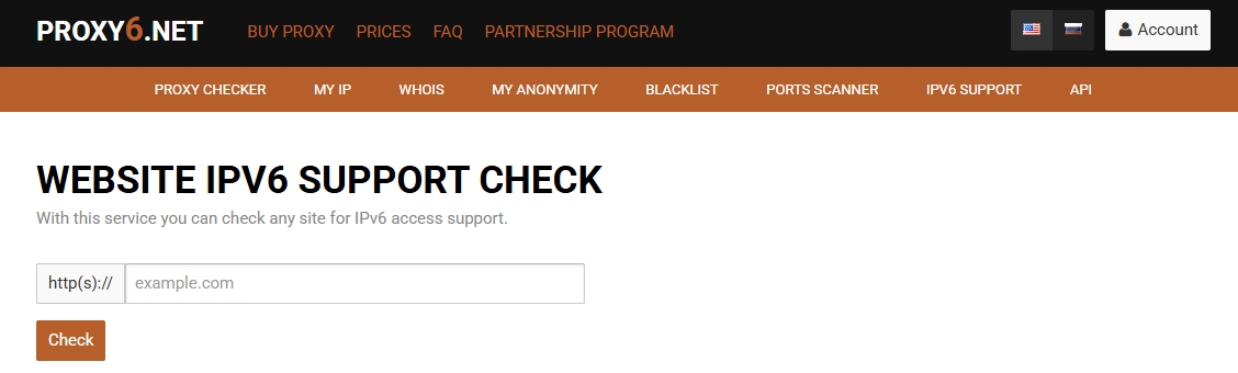 Website IPv6 support check